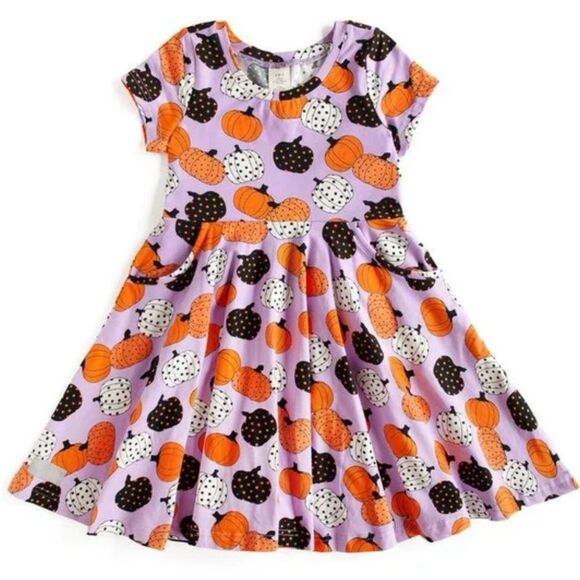 Eleanor Rose Purple Pumpkin Print Twirl Dress Sz 6 - Picture 2 of 6
